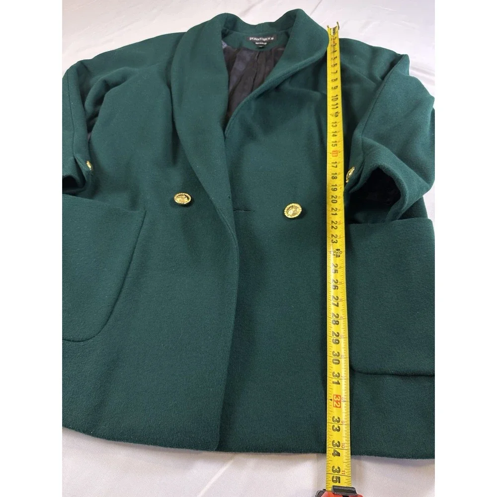 Vtg Donnybrook Emerald Green Double Breasted Blazer Gold Button Wool Blend Sz 12